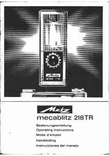 Metz 218 TR manual. Camera Instructions.